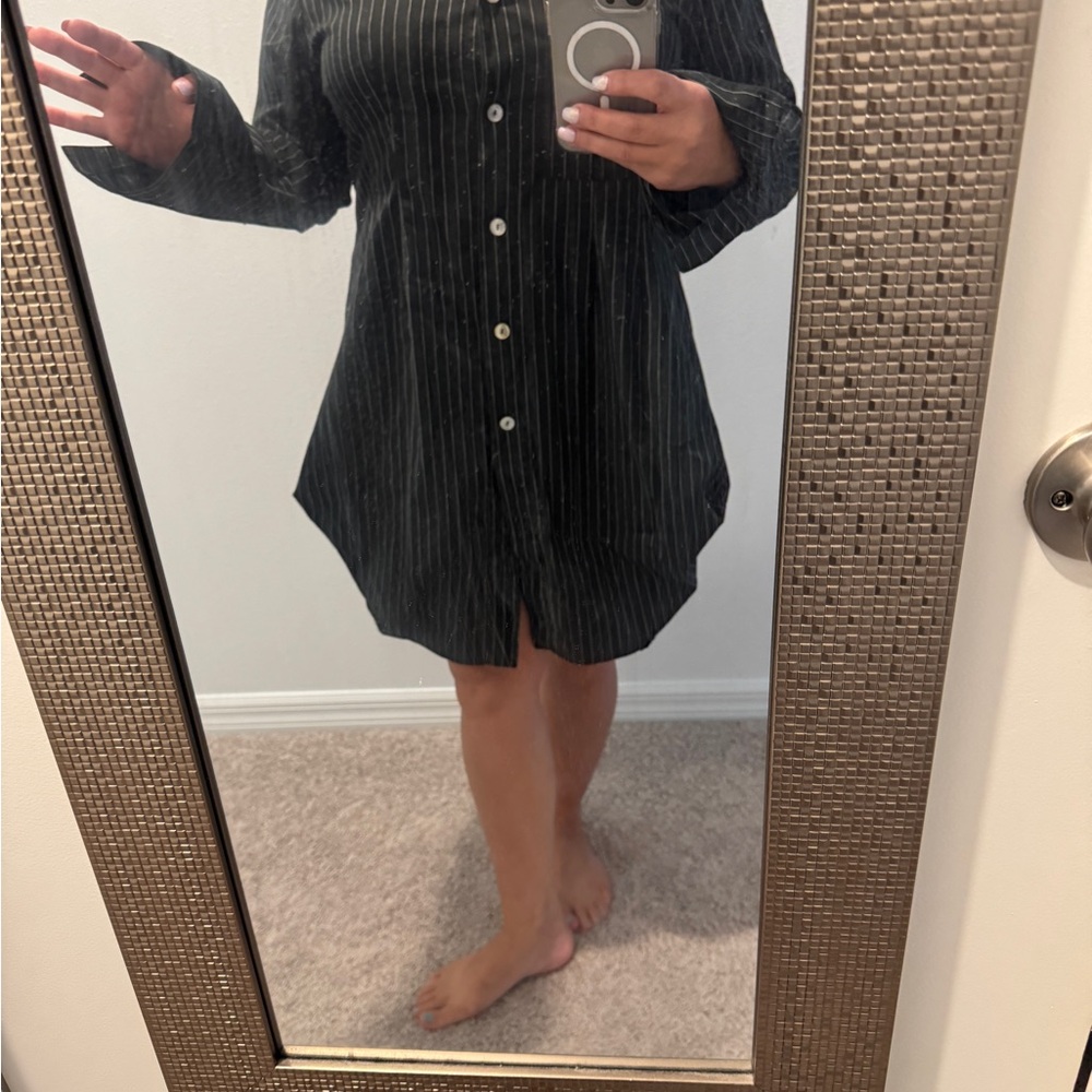 Comfy USA Black and White Striped Dress